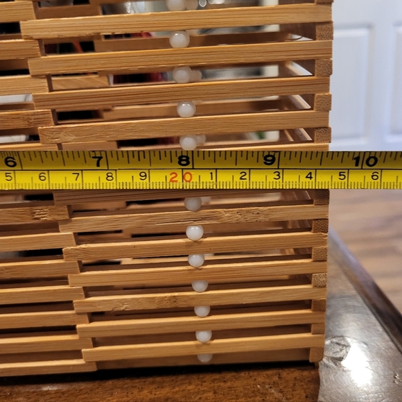 Vince Camuto Bayne Rainbow Tasseled Bamboo Clutch Handbag - Picture 7 of 8